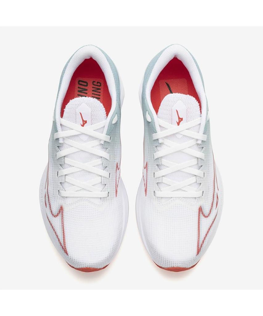 Mizuno Wave Rebellion Sonic 2 Running Size for and Thick Sole Shoes, Women's, White/Red/Gray, 24.5 cm, 2E, Jogging, Marathons, Training, Sports,