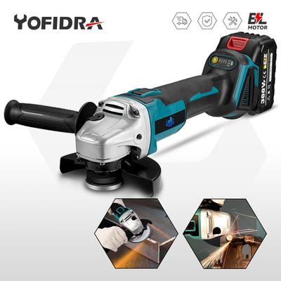 Yofidra 125mm Fırçasız Açı Öğütücü 4 Dişli Akülü Taşlama Makinesi Kesme Ağaç İşleme Güç Aracı Makita 18 V Pil