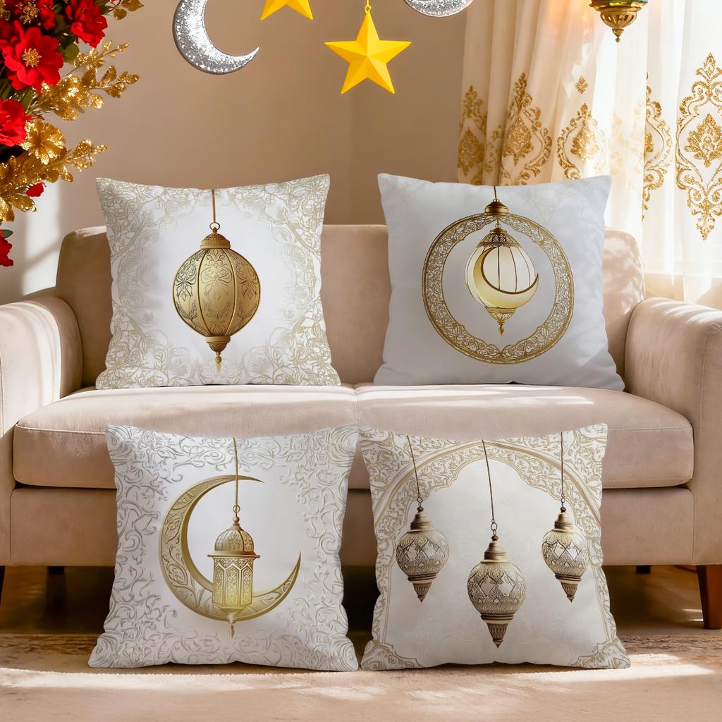 Ramadan Lanterns And Islam Pillowcase Bedroom Sofa Cushion Cover 100% Polyester Living Room Cushion Pillowcase Home Decor