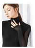 Women's Velvet Mesh High-Neck Base Layer: Long-Sleeve, Solid Color, Slim Fit for Autumn/Winter 2023