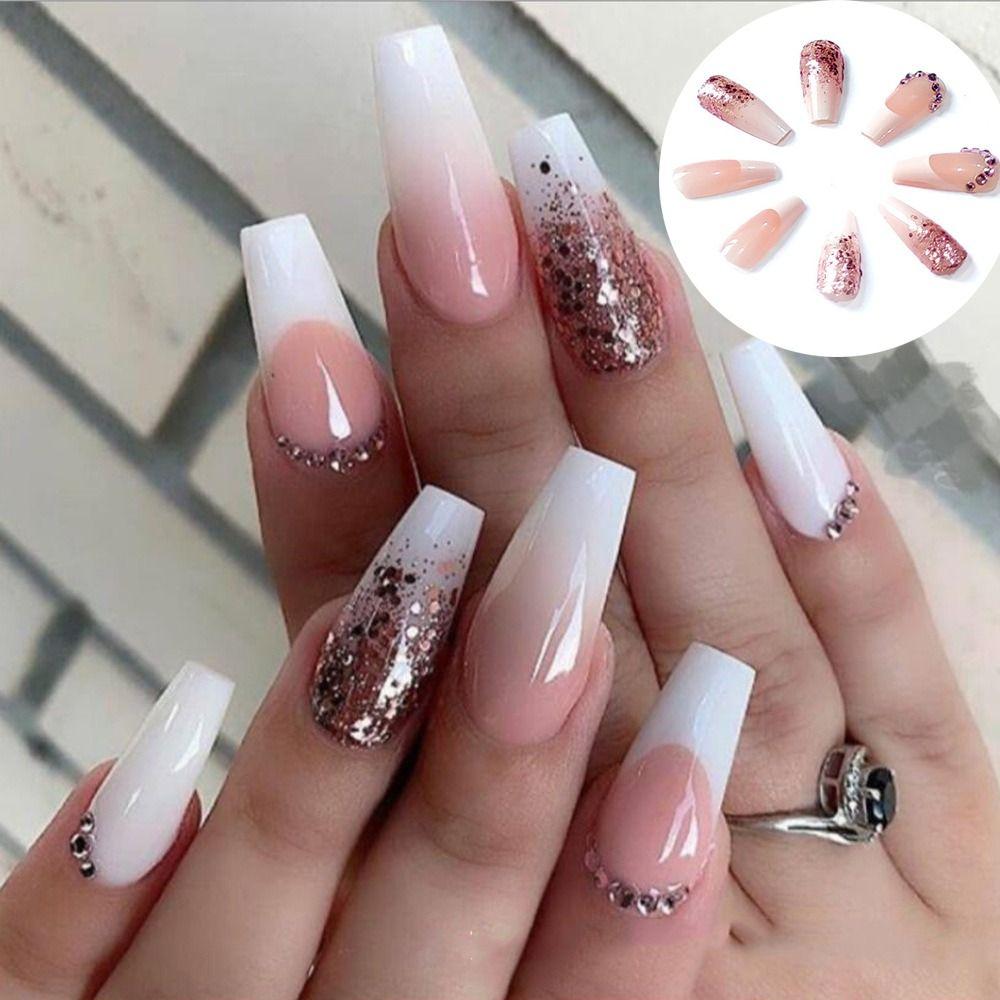 

Detachable DIY Full Cover Wearable Long French Luciite Fake Nails