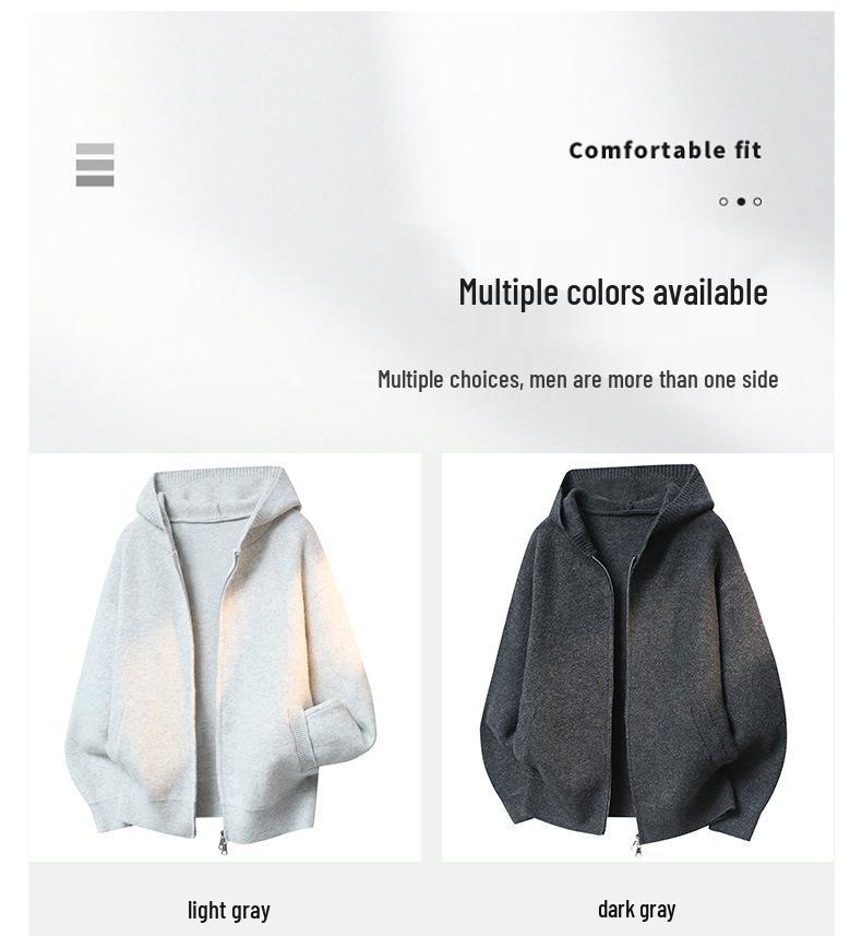 High-Quality Unisex Hooded Knit Cardigan – Warm, Thick, Casual Zipper Sweater