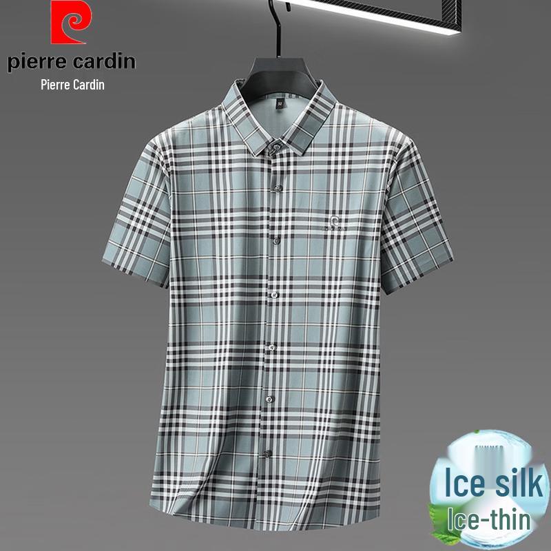 Pierre Cardin Men s Cooling Plaid Short-Sleeve Shirt L