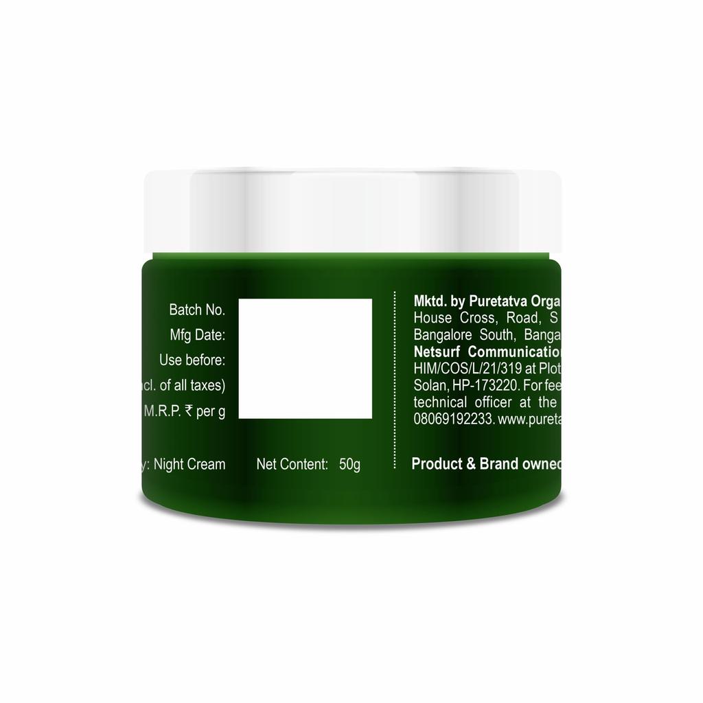Pure Tatva Moisturising Night Cream with Bakuchiol, Goji Berry & Ceramide | Natural Retinol Alternative | Anti-Ageing, Anti-Wrinkle, Deep Nourishme