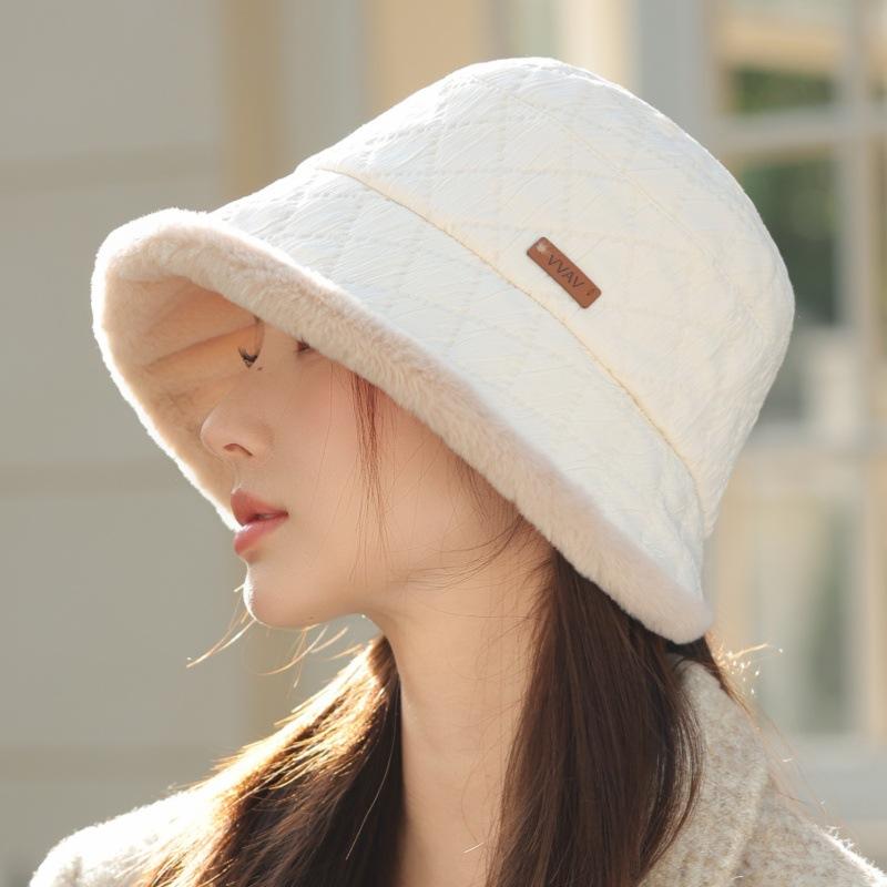 Herbst- und Winterhut Damenmode Plüsch-Bucket-Hat Warmer Plüsch-Basin-Hut Winddichter Reisehut Winddichter, dicker, warmer Hut zum Skifahren, Laufen, Radfahren