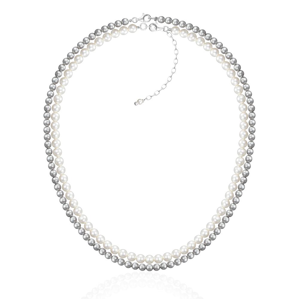 Lunne Silver 925 Two-Way White Gray Pearl Necklace #Lsn51