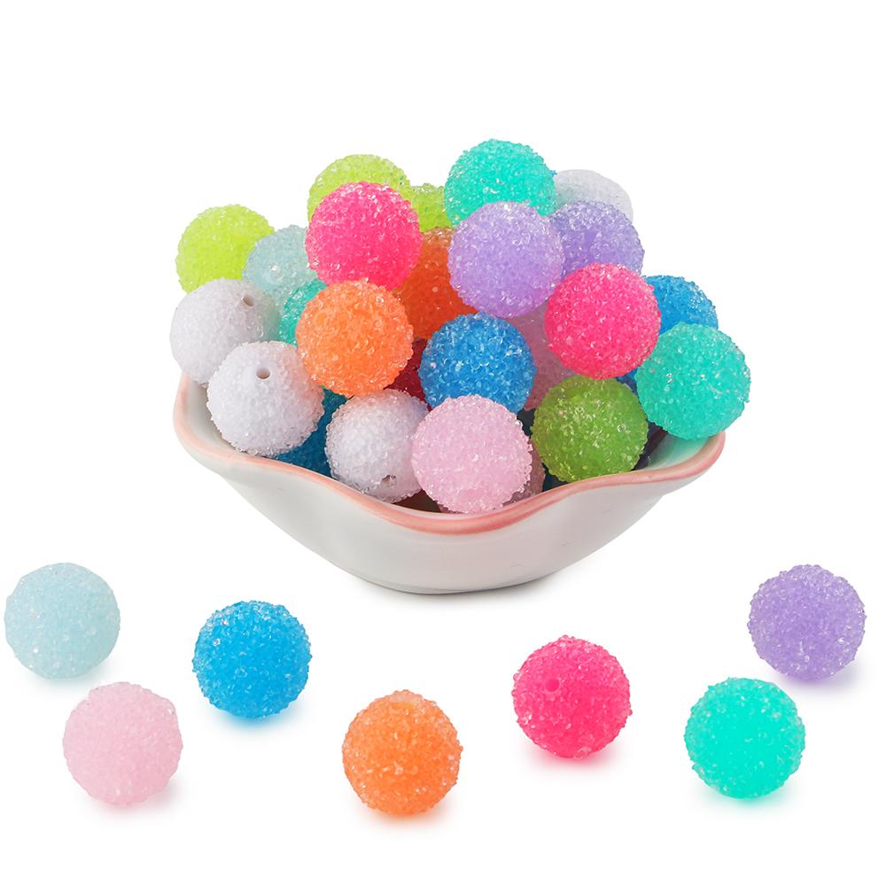 20Pcs Mix Colors 20mm Round Acrylic Beads Loose Rhinestone Bead Sugar Beads For Jewelry Making DIY Handmade Crafts Accessories