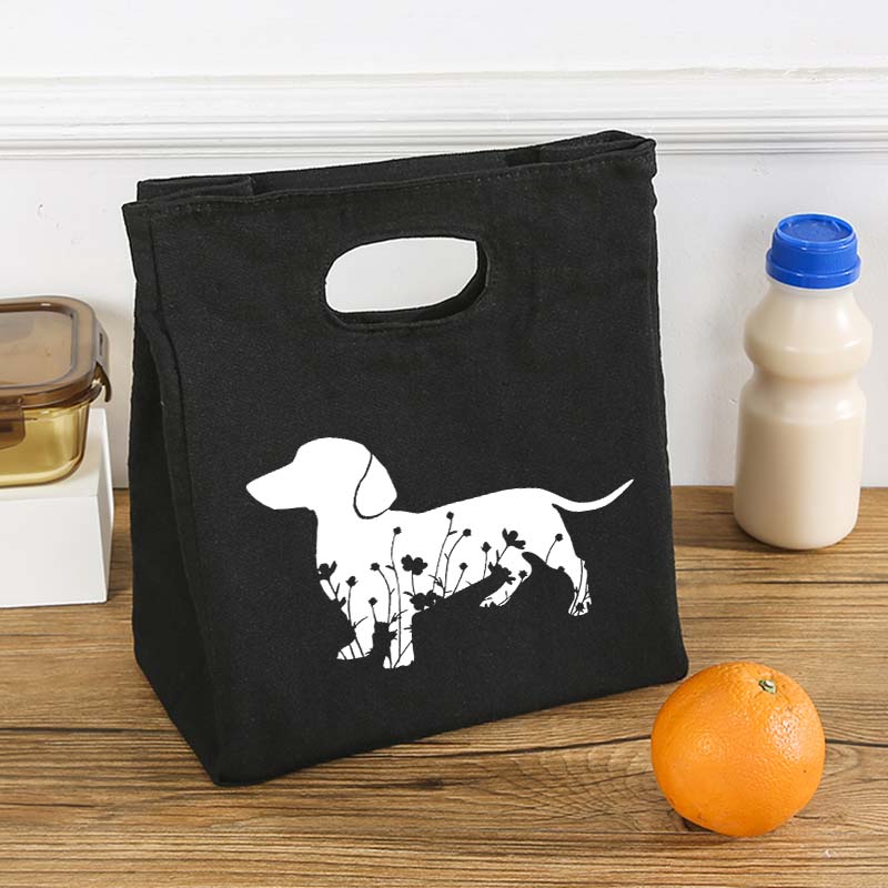 Dachshunds Fresh Cooler Bag Canvas Portable Insulated Thermal Lunch Bags for Women Kids Bento Box Tote Picnic Food Storage Pouch