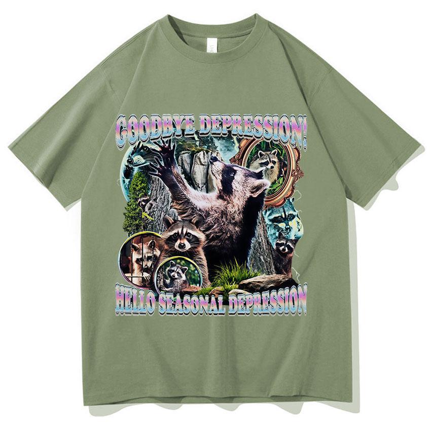 

Funny Raccoon Meme Popluar Print T Shirt Unisex Women Harajuku Retro Tee Shirt Cotton Loose Daily Short Sleeve Tshirt Summer Unisex 4XL