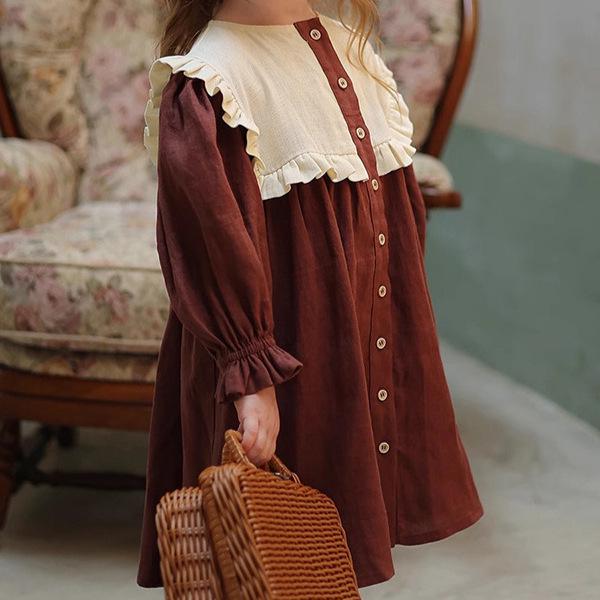 Girls' Spring/Summer 2025 Red Lace Single-Breasted Princess Dress