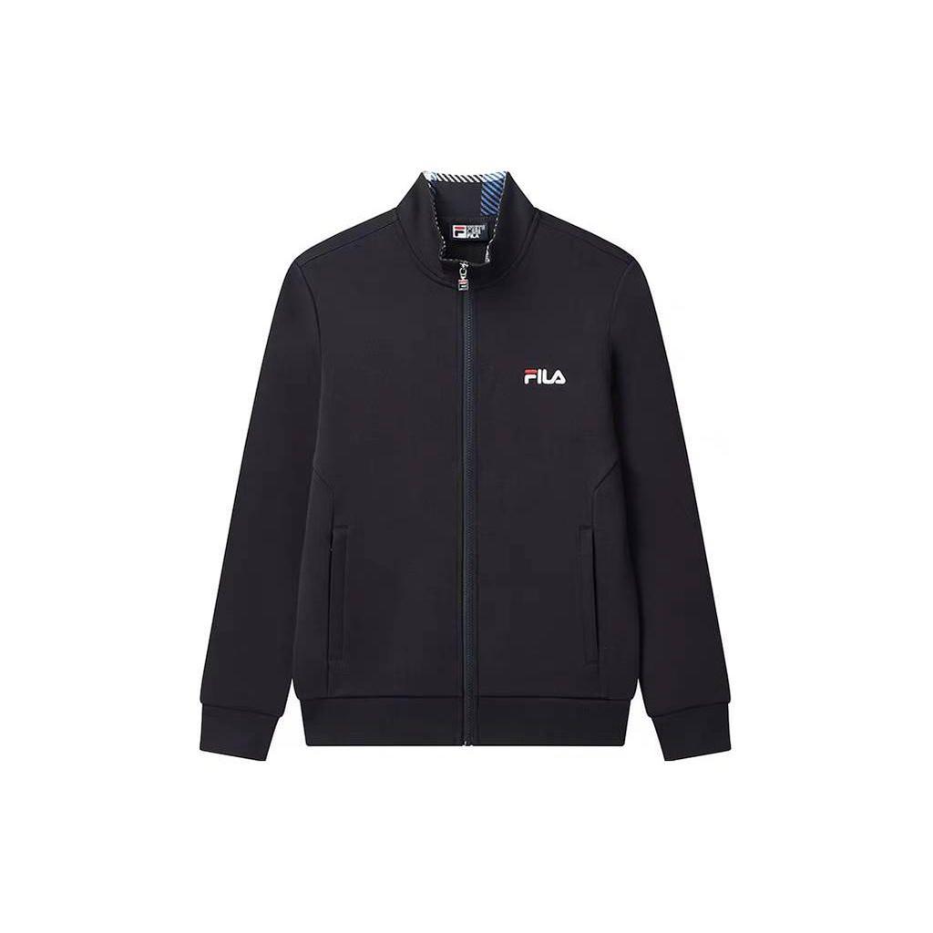 Fila Fleece Collar Knitted Straight Logo Print Jacket Men Jacket Legendary-Blue F51M348532ANV