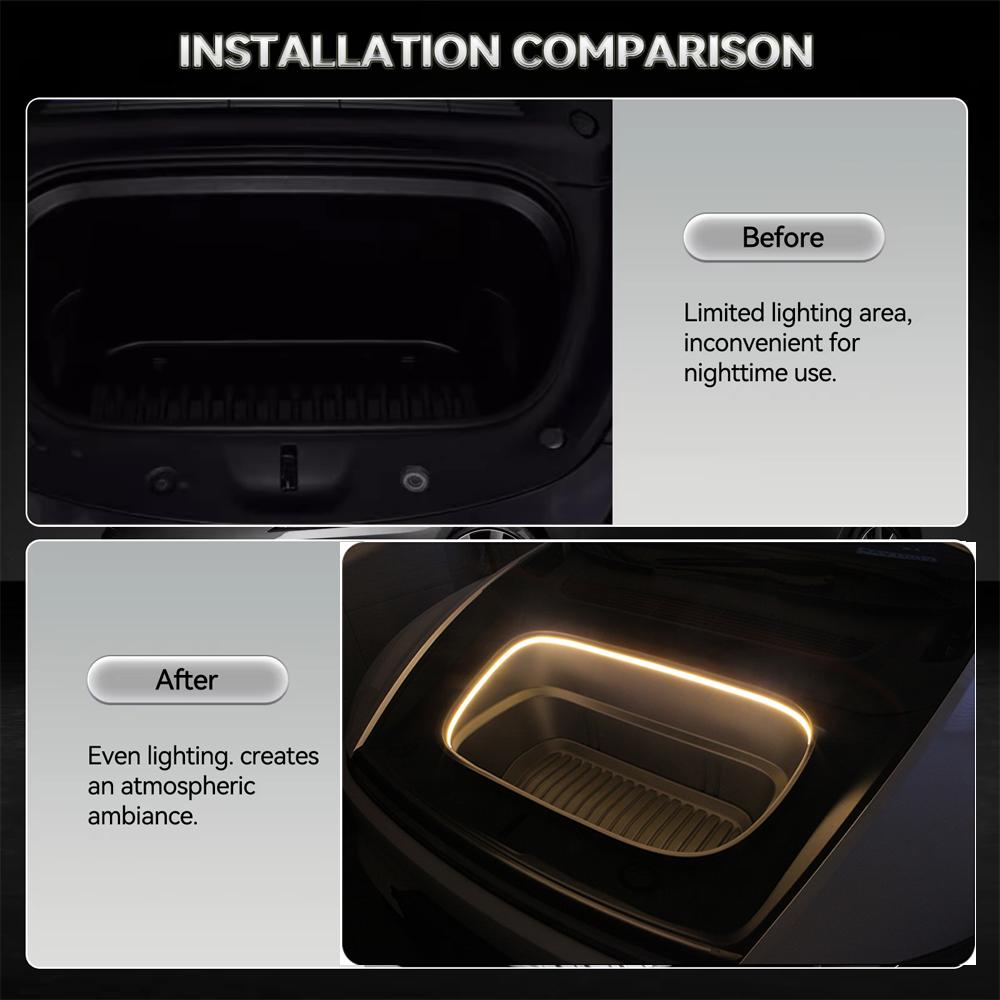 For Tesla New Model Y Juniper 2025 Model 3 Highland Front Trunk Frunk LED Ambient Light Flexible Silicone Strip Decorative Lamp