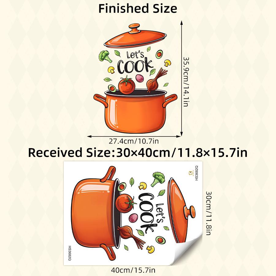 

1 шт. Мультяшные наклейки на стену для кухни, Кулинарное искусство для домашнего декора, Съемные самоклеящиеся виниловые наклейки, Наклейки на стену оранжевый