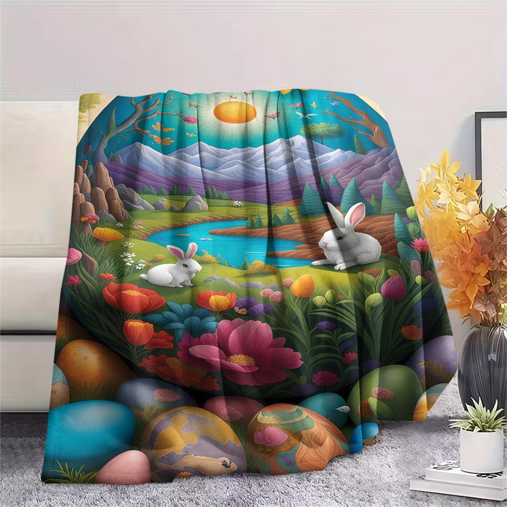 Easter Egg Print Flannel Blanket,High Quality Comfortable for All Seasons,Home Decor,Warmth and Comfort,Perfect for Christmas Gifts