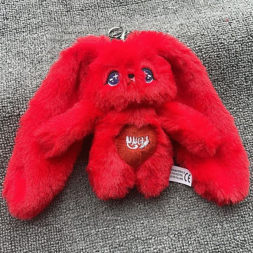 Idol YUQI SOLO Red Rabbit Keychain Soft Plush Toys Bag Charm Doll Figure Pendant Backpack Accessories Gift