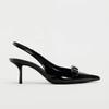 2025 Fashion Modern Office Shoes for Women Black Wedding Slingback Pointed Toe Butterfly Decoration Female High Heeled Sandals