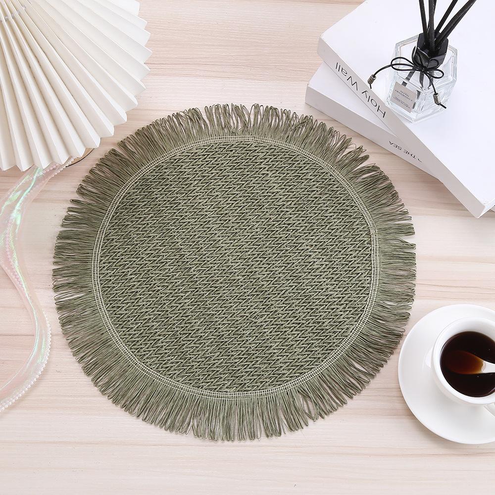 4pcs Hemp Rope Woven Placemat Home Decoration Tassel Hemp Rope Non-slip Mat Hotel Restaurant Western Food Insulation Mat
