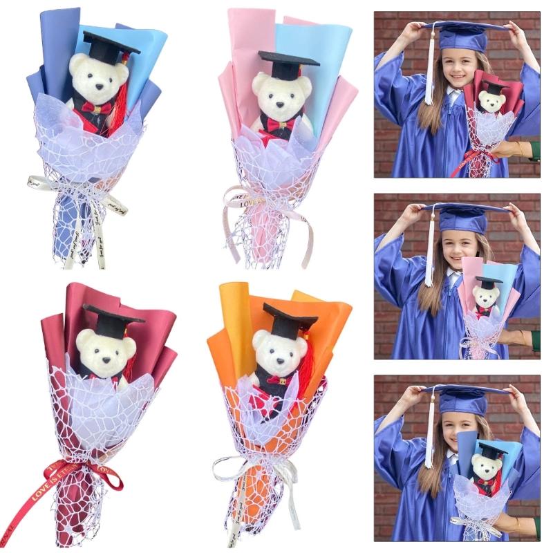 Graduation Flower Bouquets Realistic Flower Bouquets Artificial Bouquets with Bear for Kid Student Teache Graduation