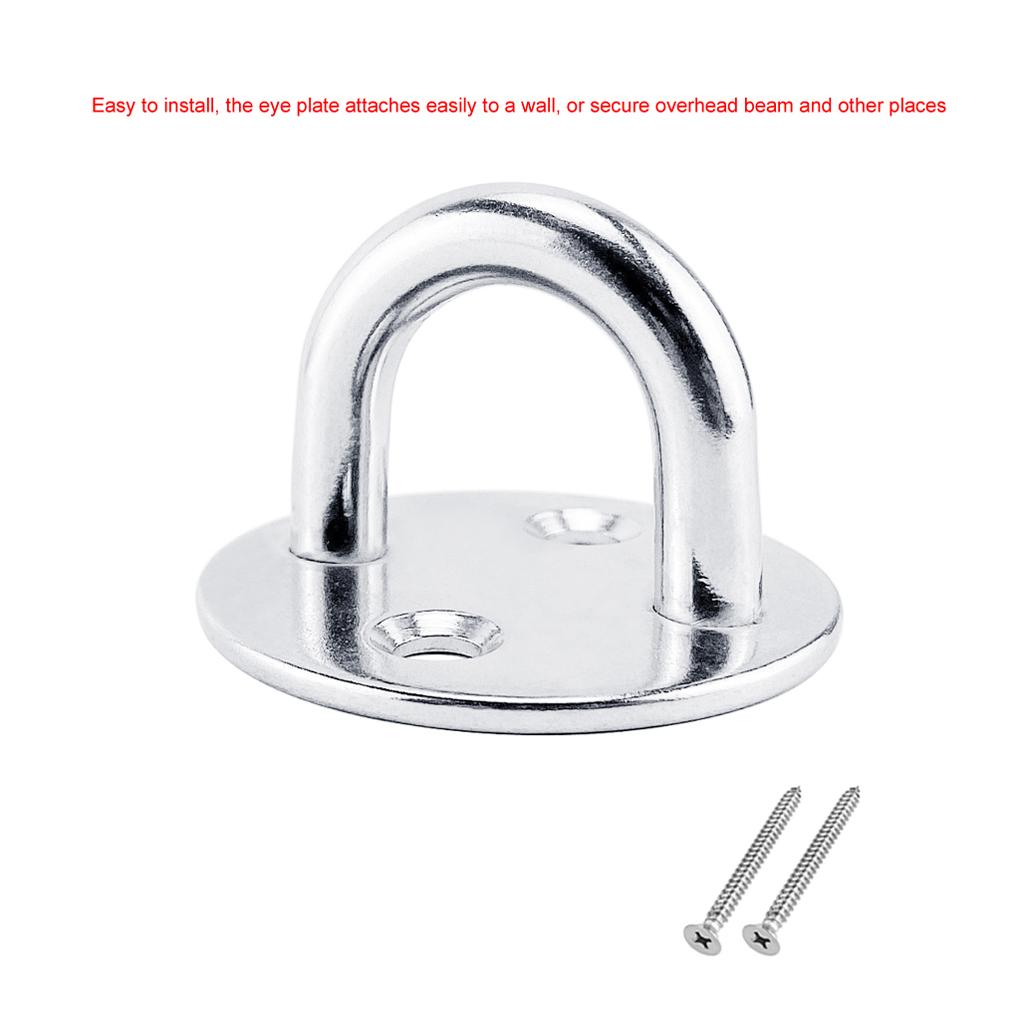 2Pcs Eye Pad Plate Stainless Steel Round U-Shaped Hanging Hooks with Screws Hardware Suspension Training Straps