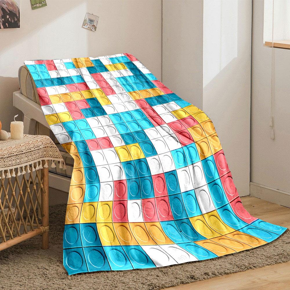 The Pattern Consists of Colorful Square Tiles with Circular Indents. for All Seasons Blanket Lunch Break Throw Gift