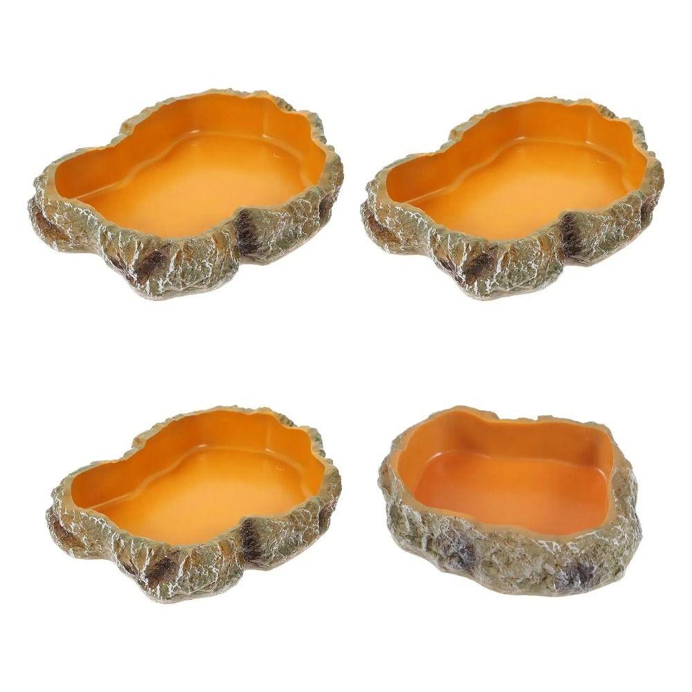 Rock Reptile Water Bowls Climbable Tortoise Water Dish Amphibian Feeding Bowl  Gecko
