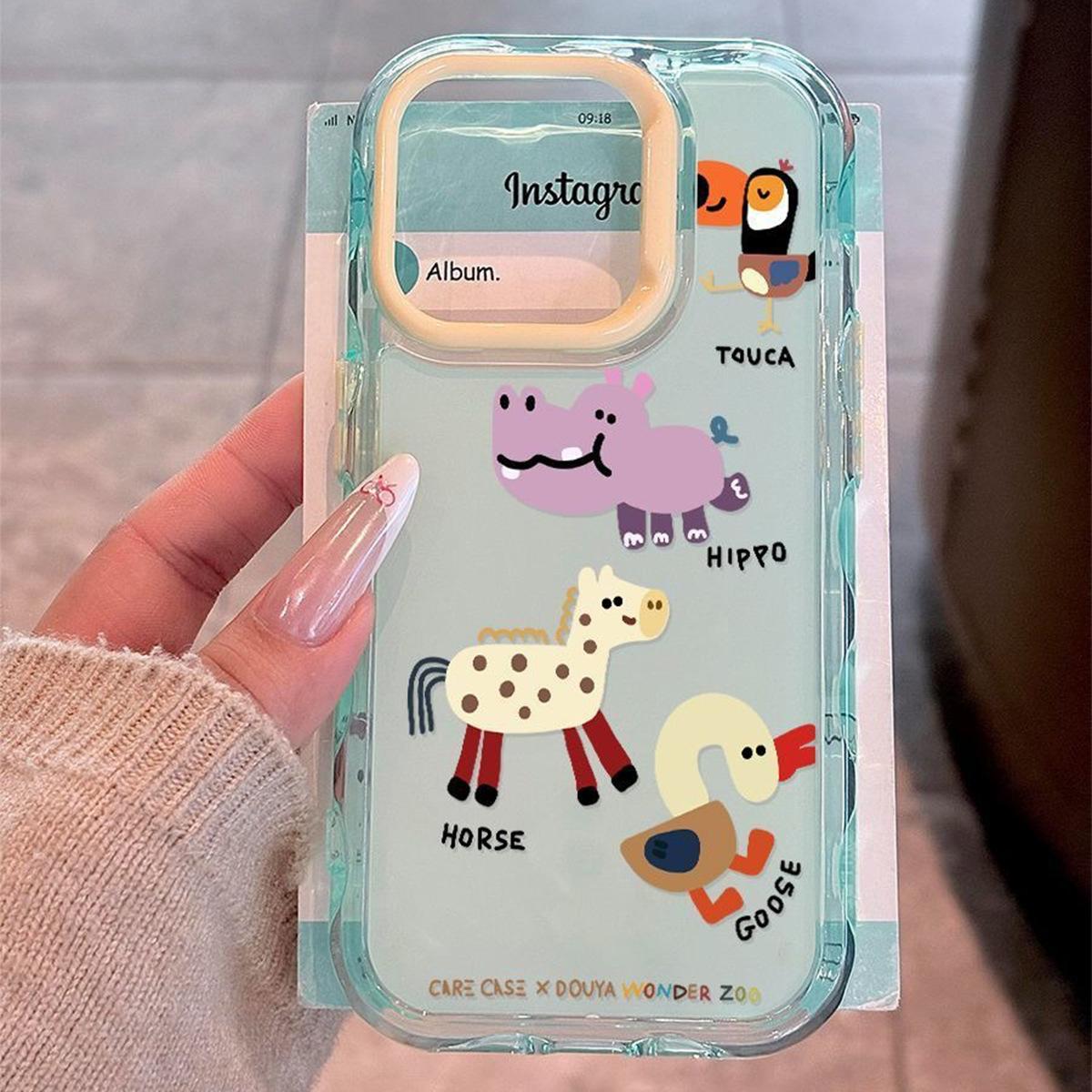 

For Apple Cute Mobile Phone Case Cartoon Doll Transparent All-inclusive Animal Cat Girl Super Cute Simple Mobile Phone Case For iPhone 16PROMAX