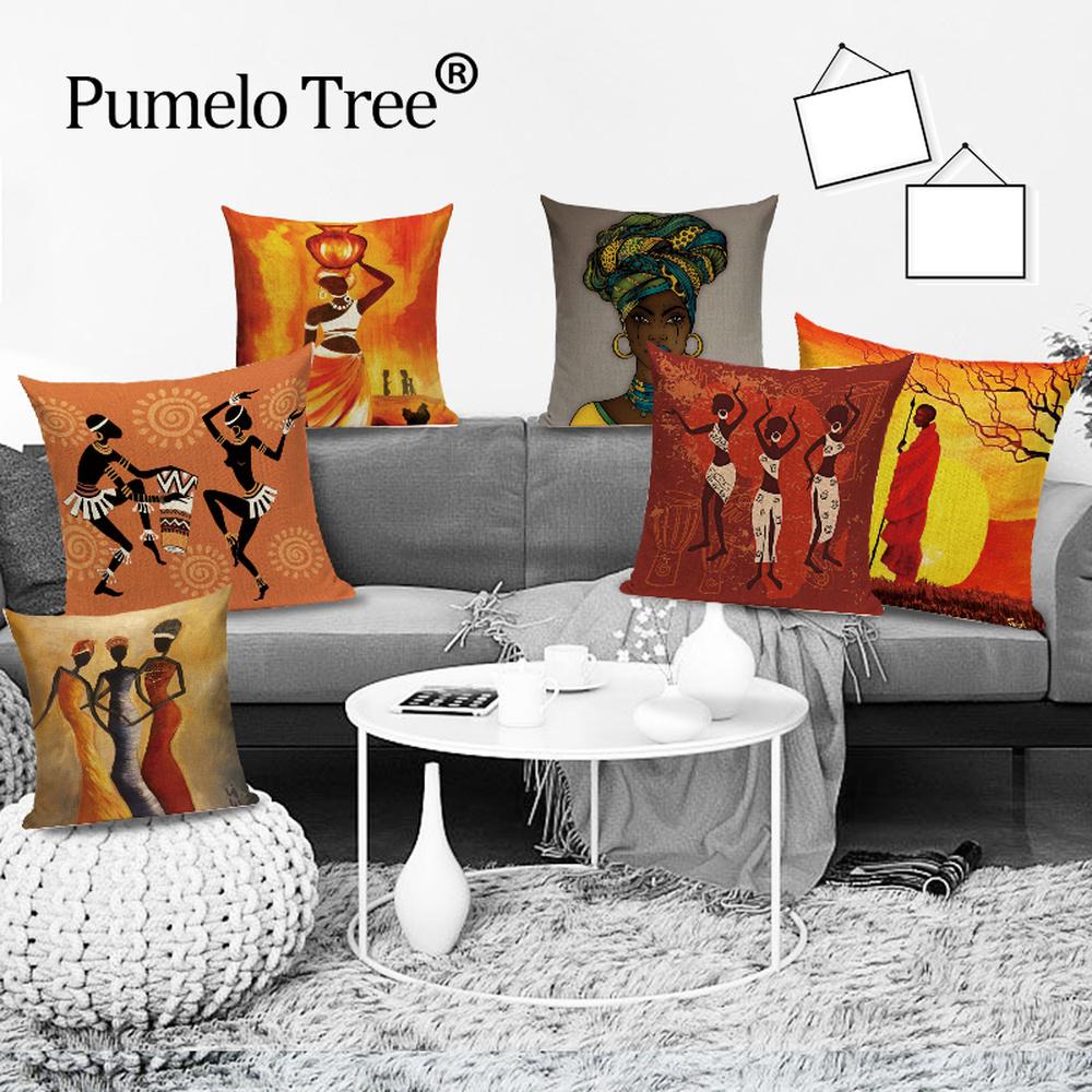 Abstract African Cushion Covers African Girl Dancing Home Decoration