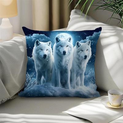 El Rey Lobo en Invierno Funda de Almohada Estampada Cojín Decorativo Funda para Cojín Impresión Funda para Cojín Dormitorio Oficina Coche Suministros