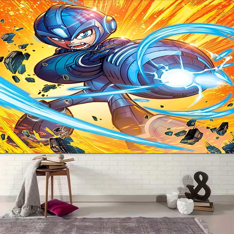 1pc Cartoon Rockman Game Megaman1 Tapestry, Living Room, Bedroom, Office, Party Decor, Ideal Festive Gift