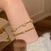 French Light Luxury Retro Passepartout Four-Leaf Clover Bracelet Old Money Wind Ancient Gold Brushed Diamond Snowflake Bracelet Female