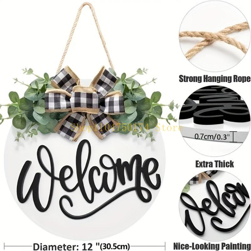 Welcome Sign for Front Door Wreath Decorations Bows Front Door Porch Hangings Decors for Farmhuose Home Outdoor Indoor top sale
