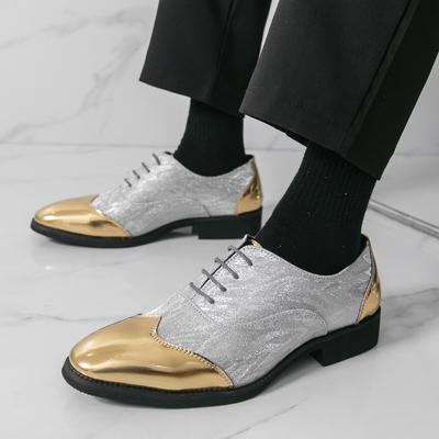 Neue Marke Designer Spitze Gold Silber Mix Leder Hochzeit Oxford Schuhe Für Männer Flach Anzug Homecoming Schuhe Zapatos Hombre