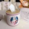 Roll Paper Tissue Case Cylinder Paper Box Retro Flower Bowknot Livingroom Decor Coffeetable Bedroom Car Waterproof Tissue Box