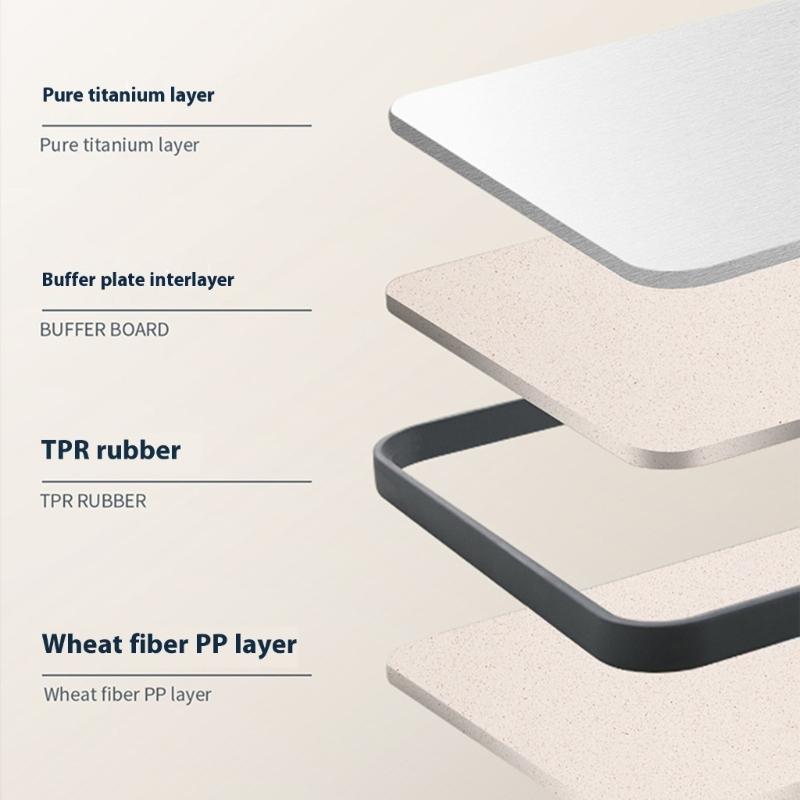 Titaniums Chopping Board With Natural Wheat Straw Surfaces Double Side Kitchen Cutting Board For Safe Food Preparation