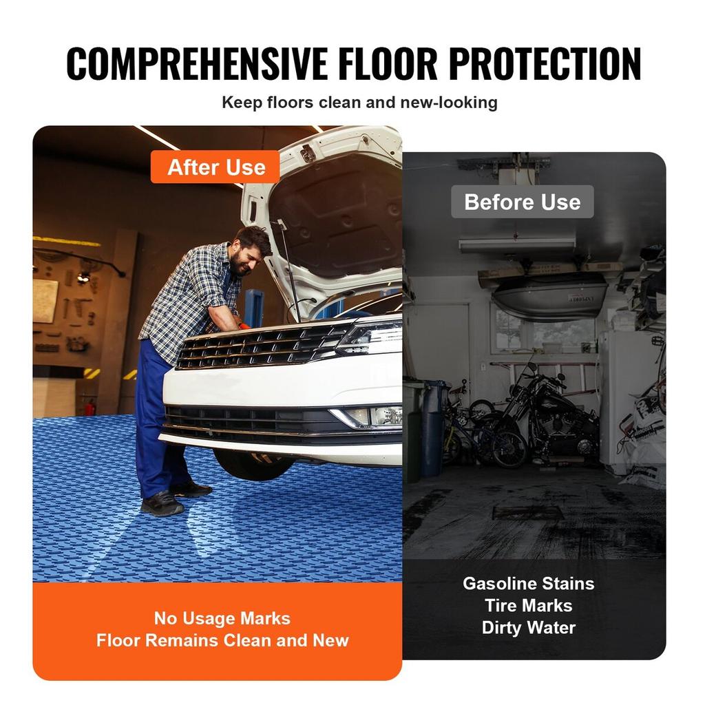 Garage Tiles Interlocking, 12 x 12 x 0.53 inch 25 Pack Garage Floor Covering Tiles, Non-Slip Double-Sided Texture Garage Flooring Tiles, for Garages,