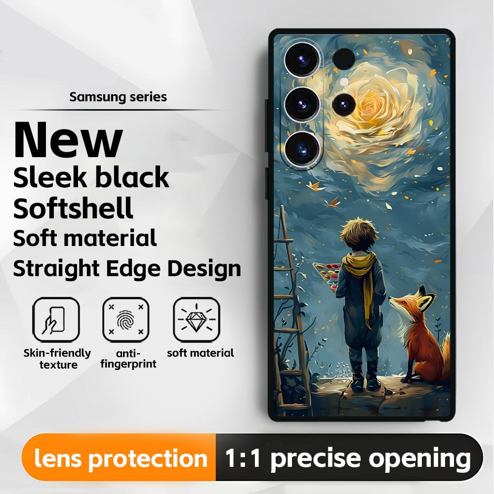 Anime The Little Prince Phone Case For Samsung Galaxy S25 S24 S23 S22 S21 S20 Plus Ultra Note20 Soft Black
