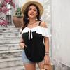 2025 Spring Ruffle Sleeve Off-the-Shoulder Plus Size Women's Shirt