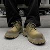 Men's shoes low-top thick-soled rhubarb boots 2025 autumn new big-headed leather shoes trendy versatile derby shoes 66325-J