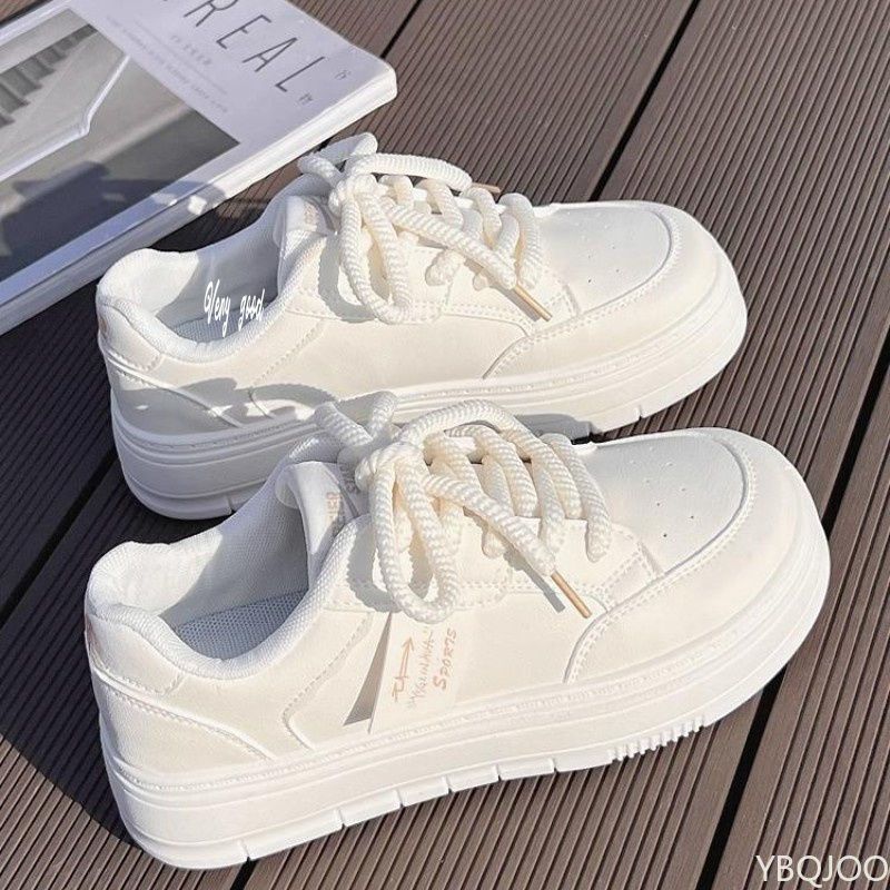 New Fashionable Comfort Women Flat Shoes Autumn Lightweight Breathable White Casual Sports Shoes Lace Up Women Platform Shoes