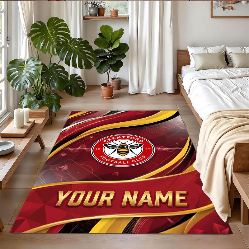 Crystal Velvet Rug Custom Name Text, Soft Non Slip Floor Mat Home DecorBrentford Football