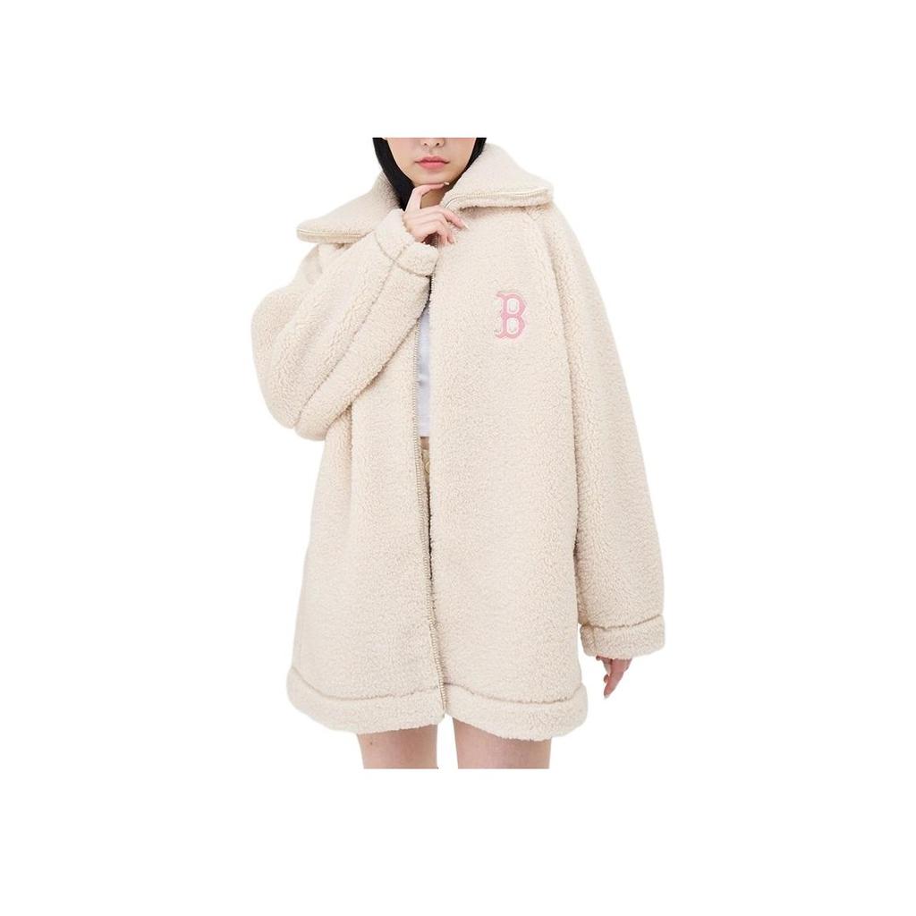 New MLB Velvet feel Coat Women's Light Beige 3FFDB0136-43BGL