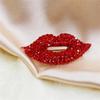 Labbra Rosse Sexy Grande Strass Cristallo per Donne Spille Badge Pin Lega Icone Zaino Gioielli Ragazze