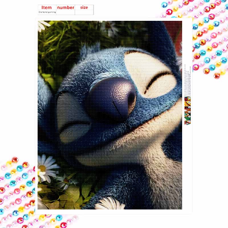 Disney Diamond Painting Kit Stitch 5D DIY, Suitable for Beginners and Craft Lovers, Interior Space Decoration