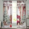 Christmas Christmas Tree Leaves Green Red Tulle Sheer Window Curtains for Living Room Bedroom Decor Voile Curtains Drapes