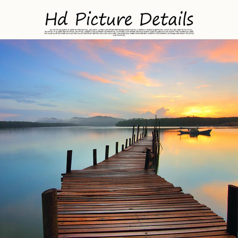 Bridge Sunset Seascape Wall Art Mountain Canvas Painting Posters and Prints Modern Wall Art Picture for Living Room Decor