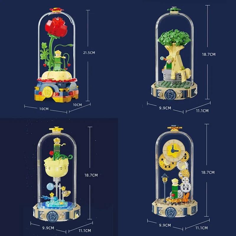 Le Petit Prince Pantasy Building Blocks Eternal Rose Dust Cover Puzzle Assembling Model Toys Desktop Decoration Birthday Gift