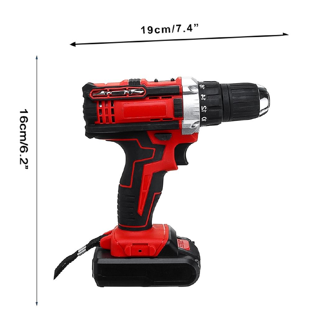 48v Electric Drill Cordless Screwdriver 2 Speed Driver Rechargeable 13000mah With 2 Li-ion Battery 3 In 1 110v 220V