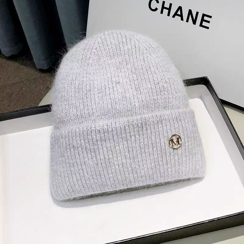 Hat Men's Winter Windproof, Cold-proof and Warm Wool Knitted Hat Super Thick Thickened Piled Headhat Big Head Circumference