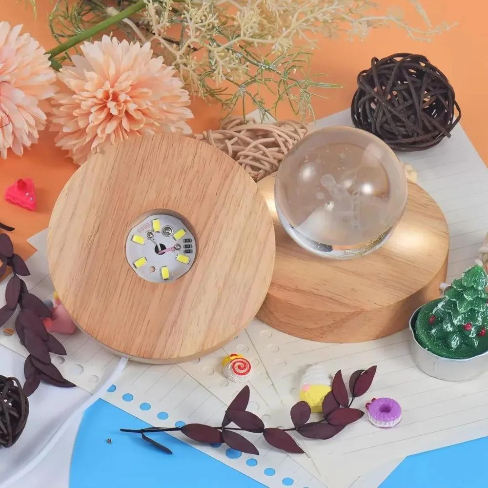 Wood Desktop Decorative Lights Light Base Night Light Wooden Led Usb Display Light Display Stand Lamp Holder Lamp Art Ornament