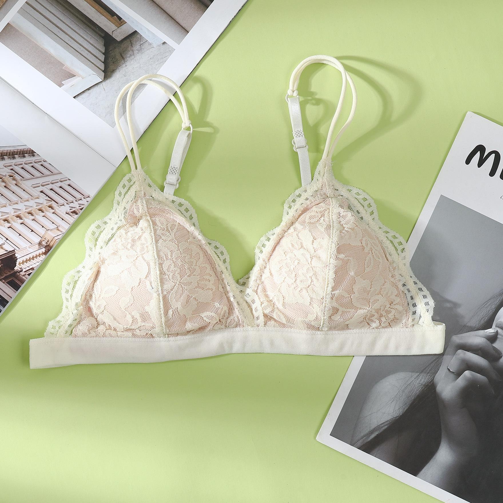 

Женский французский бюстгальтер без стального кольца, сексуальный кружевной бюстгальтер, летний, легкий, с треугольными чашками, дышащий, мягкий, удобный бюстгальтер L